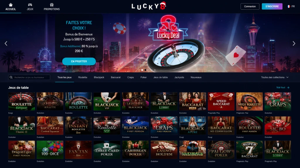 Lucky8 Casino interface principale